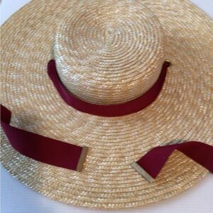 NEW! RARE wYeth Tan Wide-Brim Hat with Red Ribbon
